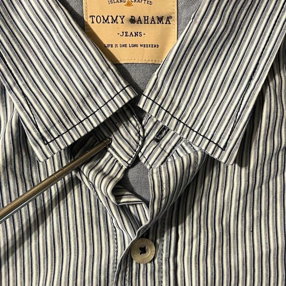 Tommy Bahama Jeans Men's Size XL Long Sleeve Button Down Shirt Striped Cotton - Picture 6 of 8
